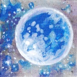 blue moon, july, new moon, full moon, painting, art, fantasy, mysterious art